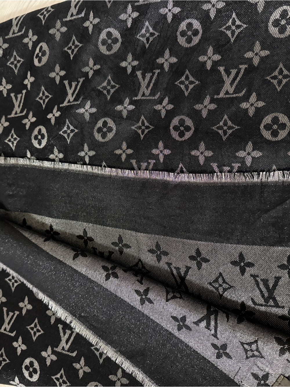 Louis Vuitton Black & Gray Monogram Shawl
